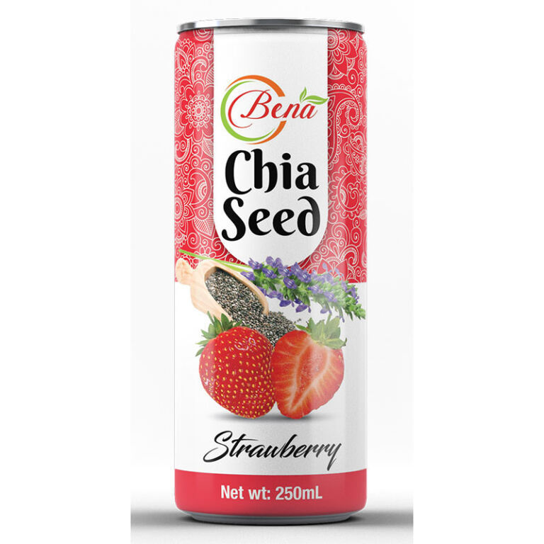 250ml Chia Seed Drink With Strawberry Fruit Flavor Bena Beverage 