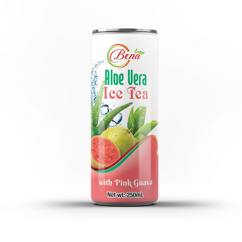250ml canned aloe vera ice tea with pink guava drink